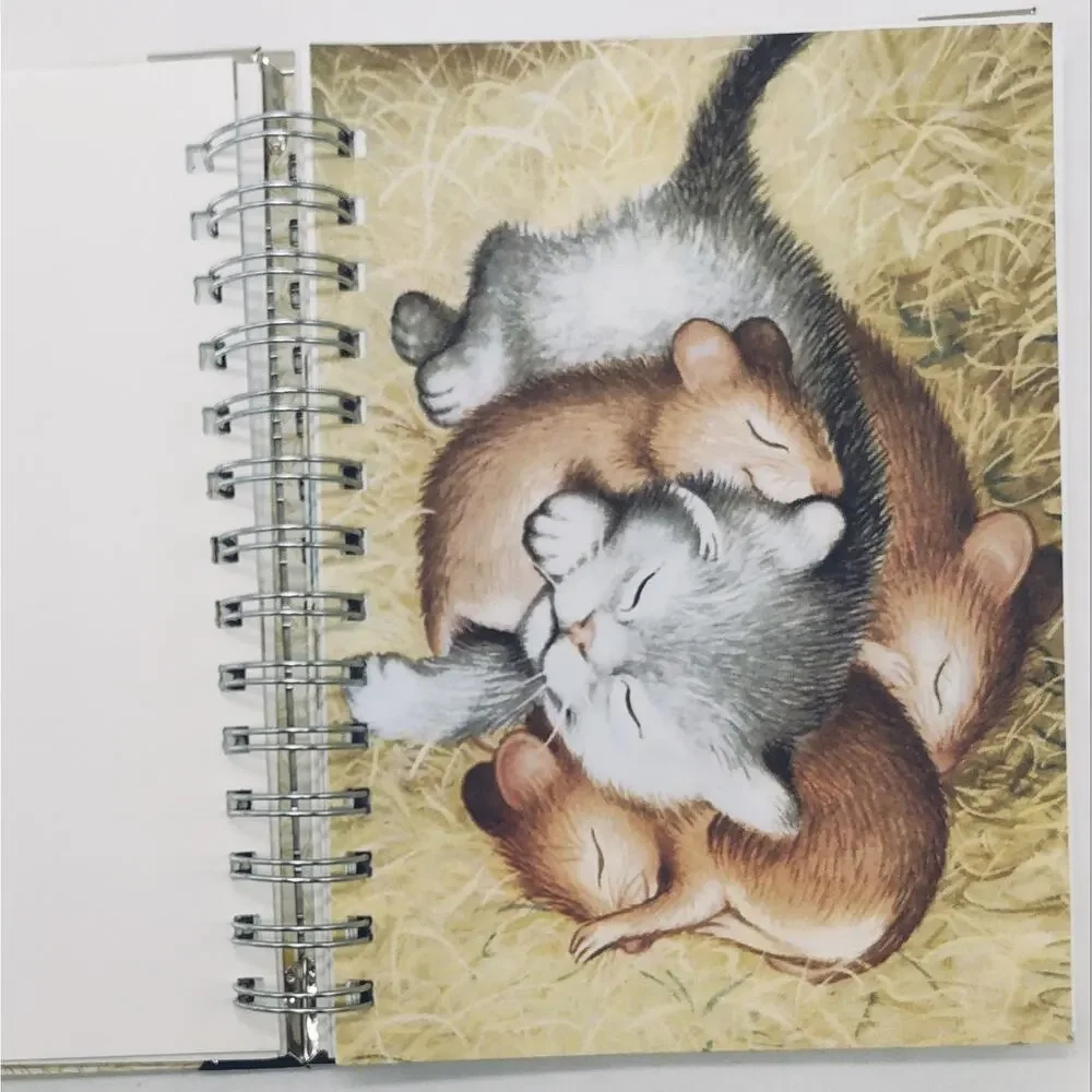 Recycled Spiral Notebook Diary, The Kitten Who Thought, Altered Book Journal